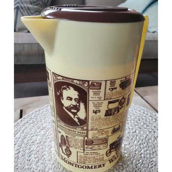 Vintage 1970s 2 Quart Montgomery Ward Catalog Retro Ads Pitcher With Lid - Picture 1 of 9